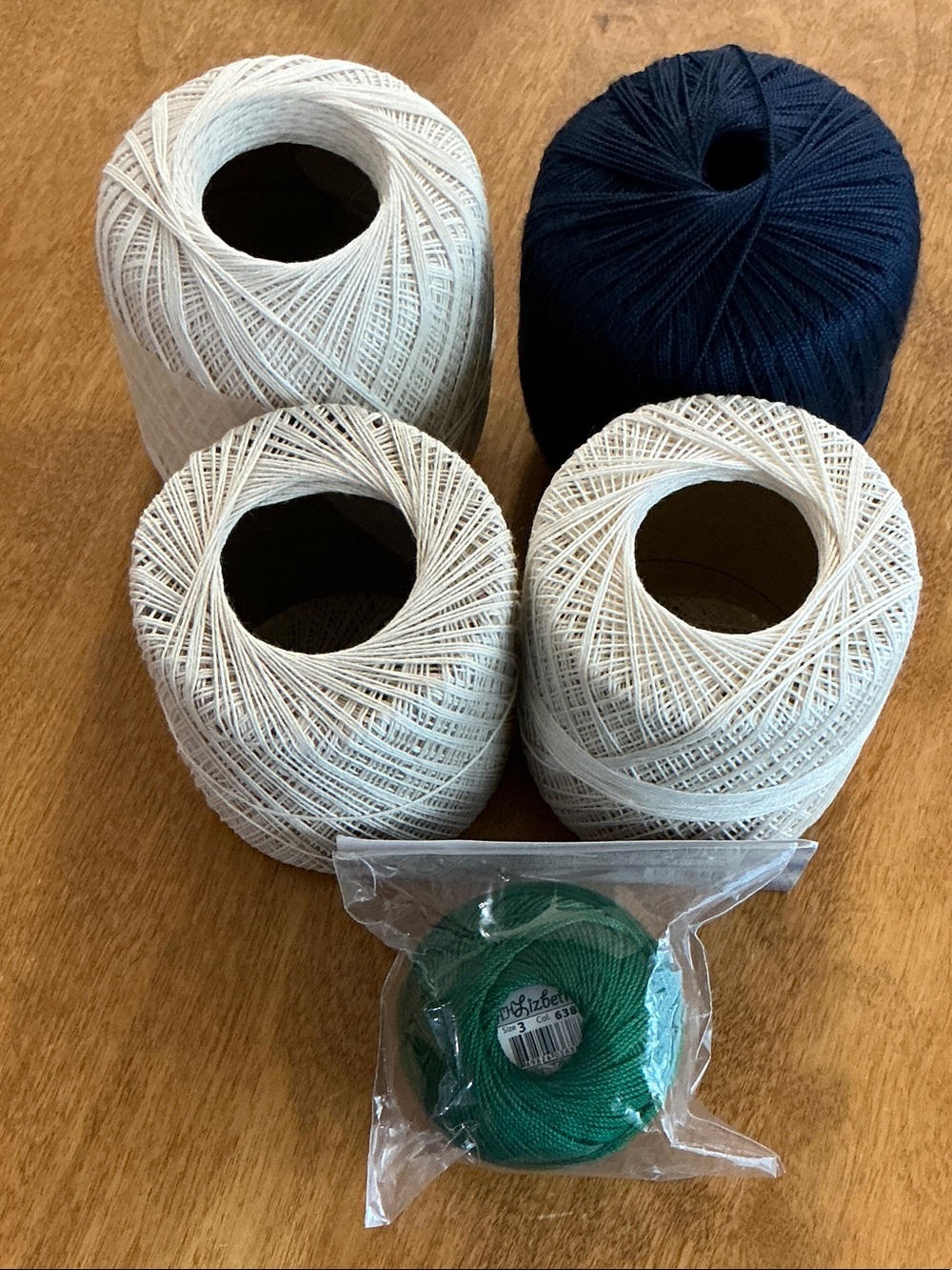 Handcrafted Cotton Thread Set - Navy, Cream & Green